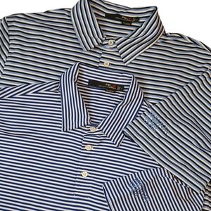 RLX Ralph Lauren‎ Set 2 Striped/Embroided Polo Shirts Size Large